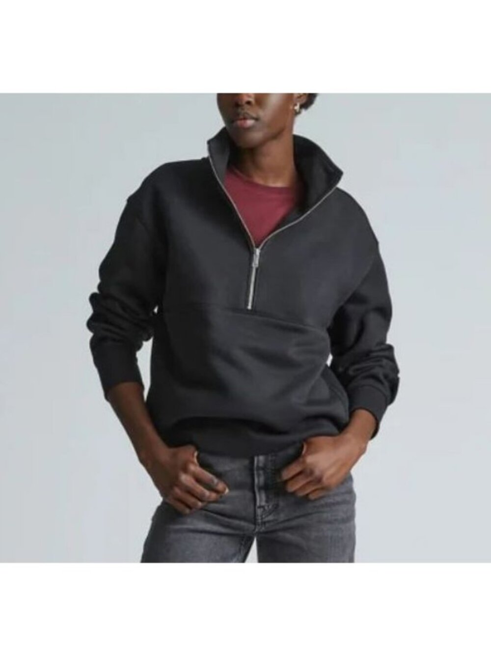 Everlane The ReTrack Half-Zip Sweatshirt Women's Size XS in Black New With Tags!